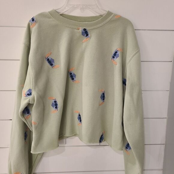 Stitch Embroidered Crop Sweatshirt -Disney Lilo & Stitch - Picture 1 of 5